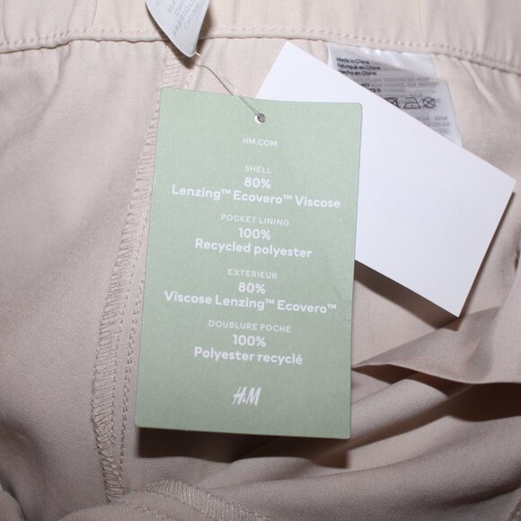 H&M Beige Trousers with Slits at Hem Recycled Polyester US Size 10 NWT - Picture 8 of 8